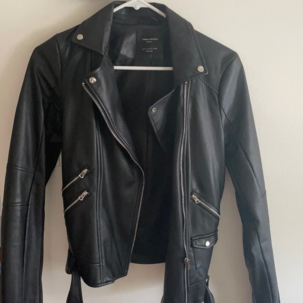 Zara moto jacket faux leather black small